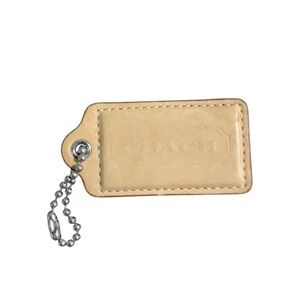 Coach jumbo tan leather bag charm keychain